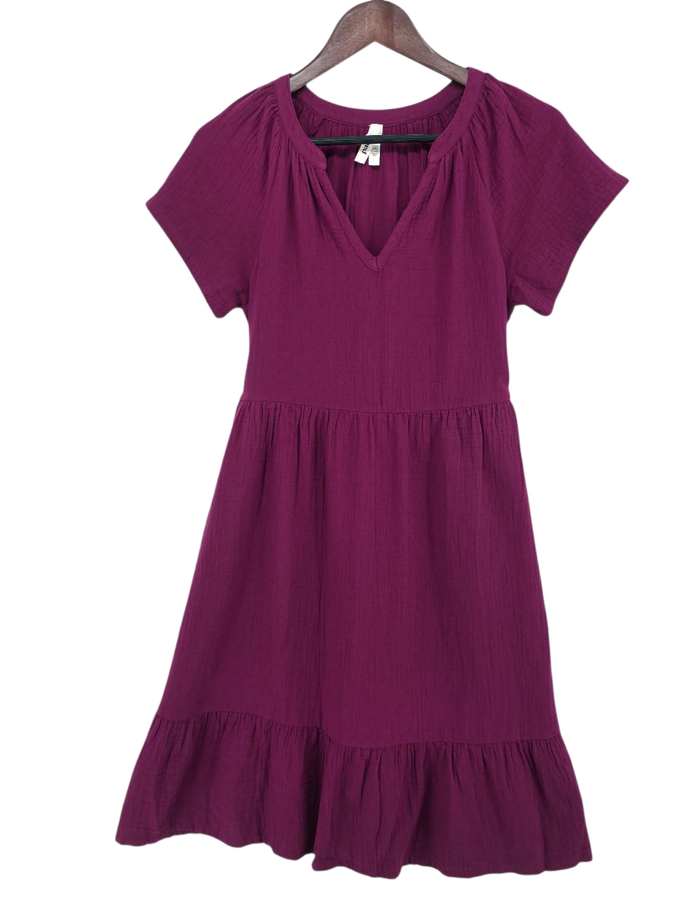 Pact Organic Cotton Coastal Double Gauze Breezy Midi Dress XS Sangria Minimalist - Picture 3 of 16